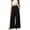 Black, variant on Women's High Waist Wide Leg Pants, Cotton Linen Flare Leg Palazzo Trousers with Pockets, Elastic Waist Casual Bell Bottom Pants for Daily Wear, Vacation and Boho Chic Outfits Black L