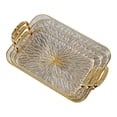 thumbnail image 1 of Bandeja rectangular versátil con asa para servir en la cocina, ideal para desayunos y postres. claro y dorado, 1 of 9