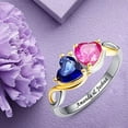 thumbnail image 4 of JQUEEN Personalized & Custom 18K Gold Plated Engraved Ring 925 Sterling Silver Simulated Birthstone Ring Heart Ring Couples Ring, 4 of 5