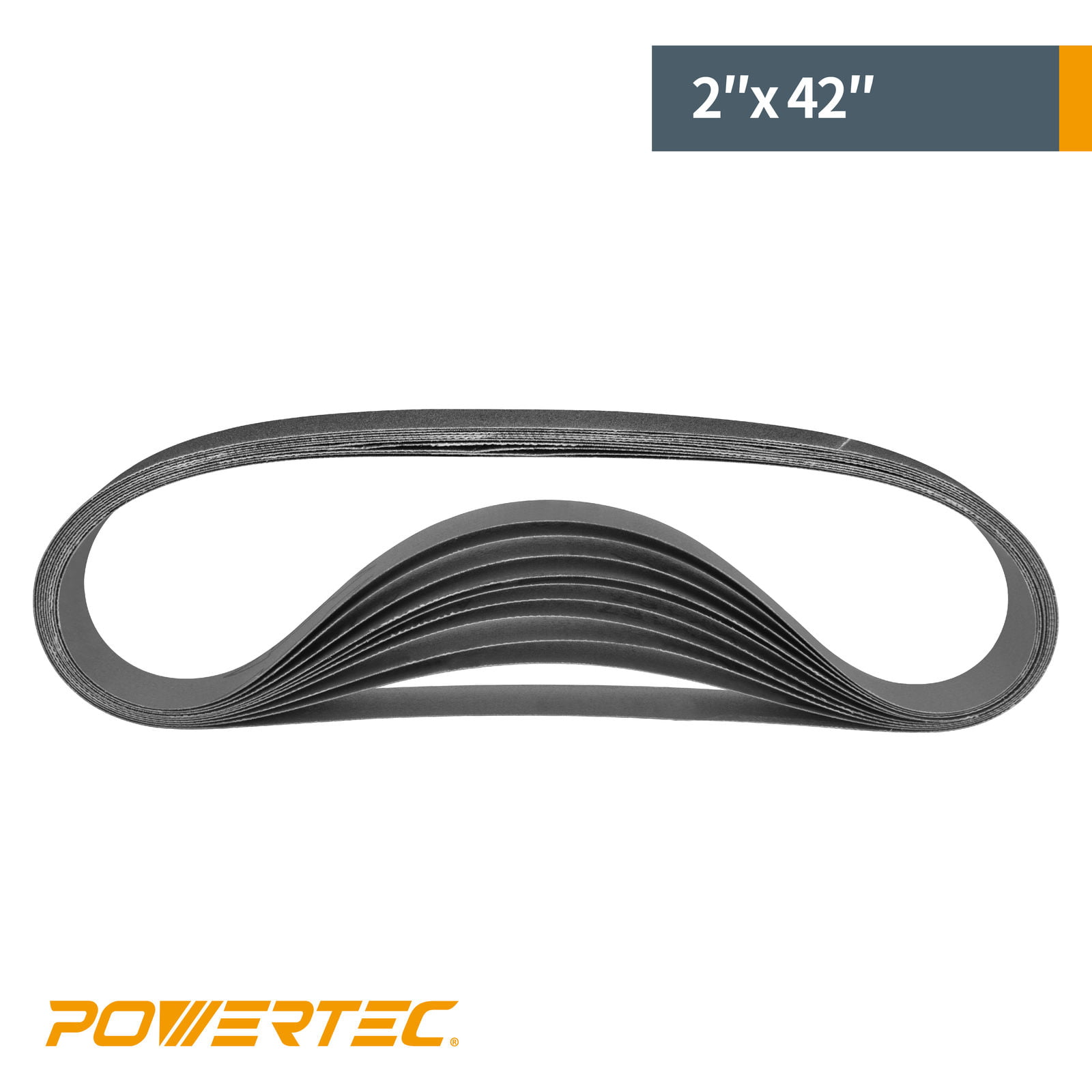 Powertec 2x42 inch 600 Grit Silicon Carbide Sanding Sandpaper Belt 10 Pack Belts 