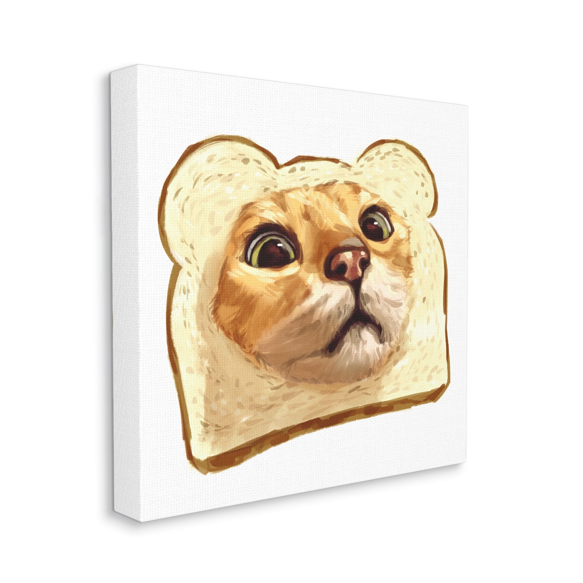 Stupell Industries Silly Tabby Cat Face Head Inside Toast Bread Painting Gallery Wrapped Canvas Print Wall Art, Design by Ziwei Li