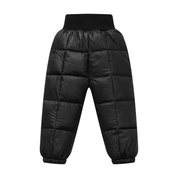 Xdegoge Toddler Boys Girls Winter Puffer Pants Elastic Waist Thick Winter Quilted Down Trousers Warm Windproof Bottoms for Outdoor Cold Weather 0-6 Years