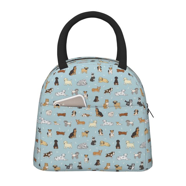 Easygdp Cartoon Doodle Puppy Bolsa de Almuerzo Insulada Grande, Forro de Aluminio, Diseño Espacioso, a Prueba de Fugas, Ideal para Trabajo, Picnics, Viajes y Actividades al Aire Libre