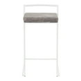 thumbnail image 6 of Fuji Contemporary Stackable Counter Stool In White With Stone Cowboy Fabric Cushion - Set Of 2, 6 of 7