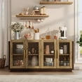 thumbnail image 3 of Merluxy Sideboard Buffet Cabinet, Accent Cabinet with LED Lights, Dining Room, Barnwood and Brown, 3 of 9