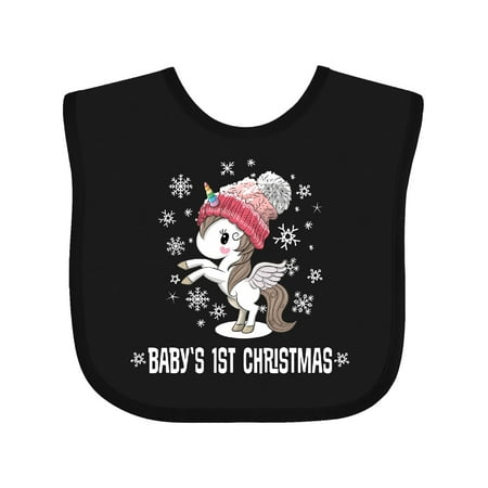 

Inktastic Babys 1st Christmas Unicorn Girls Gift Baby Girl Bib