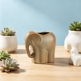 thumbnail image 4 of Elephant Design Ceramic Flower Pot with Drainage Hole for Small Plants Desktop Decoration Planter for Green Plants Stoneware Container Breathable Potting for Home Office Shelf Display, 4 of 6