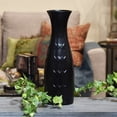 thumbnail image 2 of Ceramic Round Vase with Trumpet Lips and Embossed Hexagonal Pattern Design Body Matte Finish Black, 2 of 2