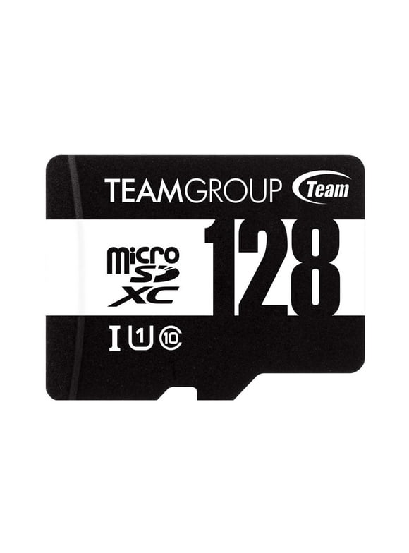 Team 128GB microSDHC UHS-I/U1 Class 10 Memory Card with Adapter, Speed Up to 100MB/s (TUSDX128GCL10U03)