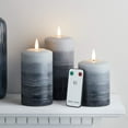thumbnail image 2 of Lights4fun, Inc. Set of 3 TruGlow Distressed Gradient Gray Wax Flameless LED Battery Operated Pillar Candles with Remote Control, 2 of 2