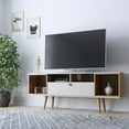 thumbnail image 3 of Theodore Wood 63" TV Stand with 6 Shelves in Off White & Cinnamon, 3 of 10