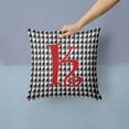 thumbnail image 2 of Letter K Initial Monogram - Houndstooth Black Fabric Decorative Pillow, 2 of 4