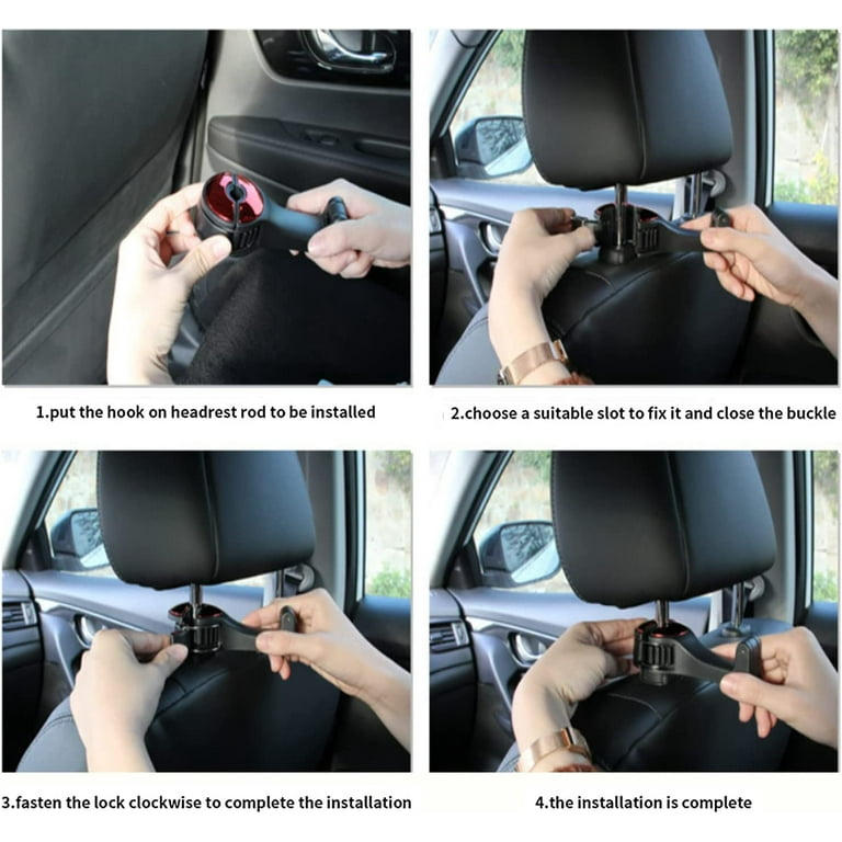 4 Pcs 2 in 1 Car Headrest Hidden Hook, 2 in 1 Car Seat Hooks with Phone  Holder, Upgraded Car Hooks, 360° Rotation Headrest Hooks, Hidden car Hook  for