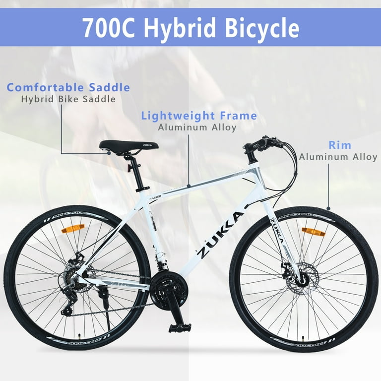 21 inch Hybrid bike 21 Speed 700C Road Bike For men women s City Bicycle Lightweight Aluminum Frame Adult Bike with Disc Brake Lightweight Aluminum