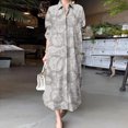 thumbnail image 1 of JUNWELL Robe Chemise à Manches Longues Col Rabattu Été Robe Longue Imprimée pour Femmes Ample Simple Boutonnage Poche Robe Midi Robes de Soirée, 1 of 7