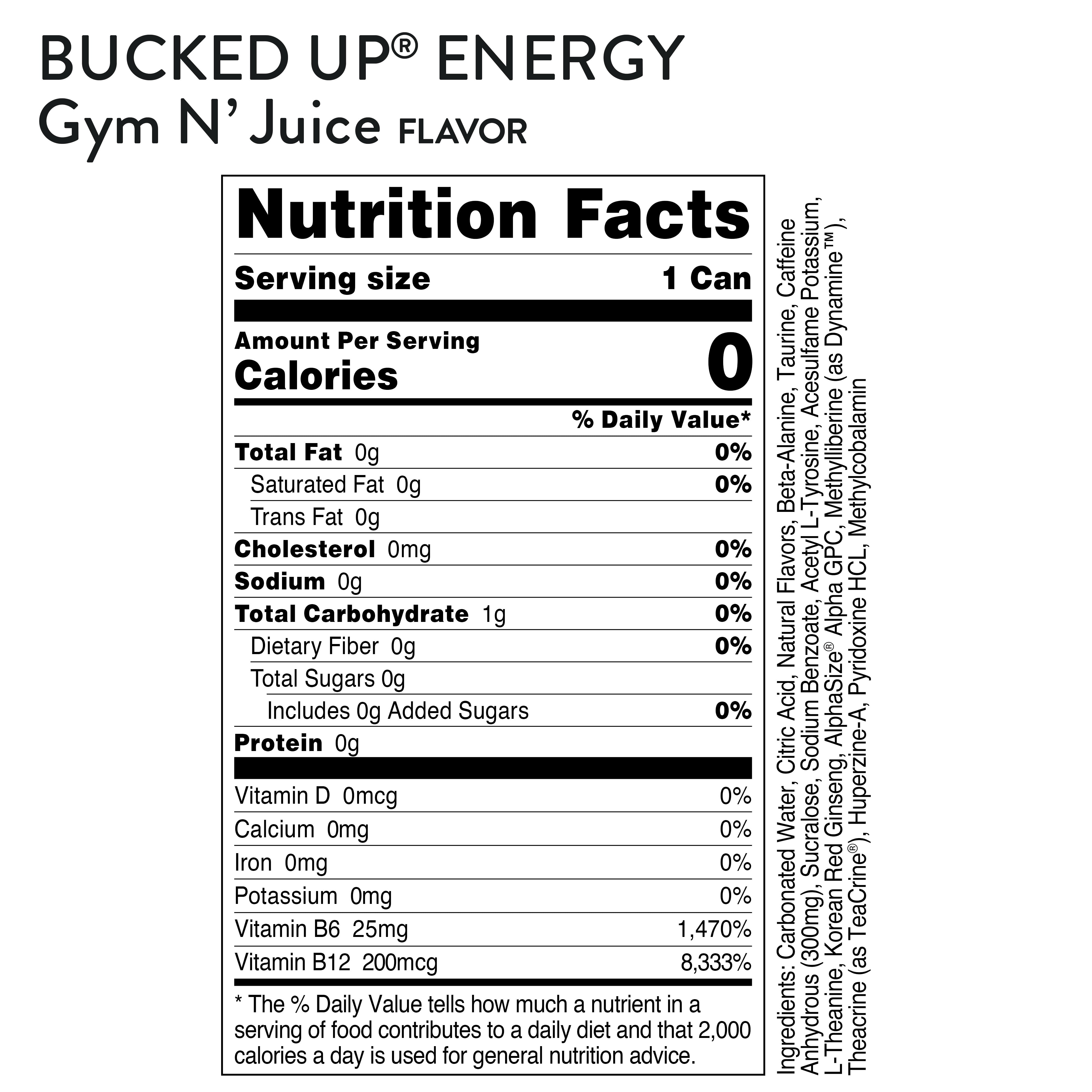 Buy Bucked Up Energy Drink, Gym N' Juice, 12 Cans, 16 fl oz, 300 mg