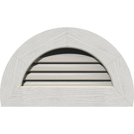 

28 W x 14 H Half Round Gable Vent (33 W x 19 H Frame Size): Primed Functional Rough Sawn Western Red Cedar Gable Vent w/ 1 x 4 Flat Trim Frame