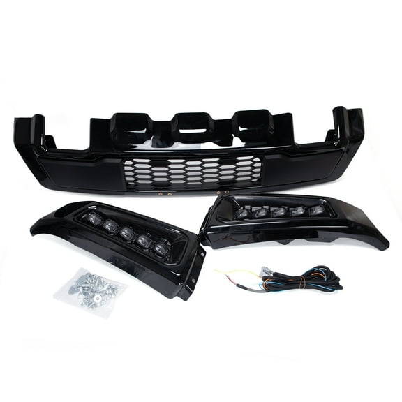 Front Bumper For 2015-2017 Ford F150 F-150 W/LED Raptor Style Lights Black Steel