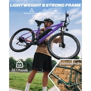 Qlife Racer Electric Bicycle for Adults, 21-Speed Mountain Ebike with 500W 28MPH Brushless Motor, 48V10.4Ah , 27.5X2.1 Tire,Purple