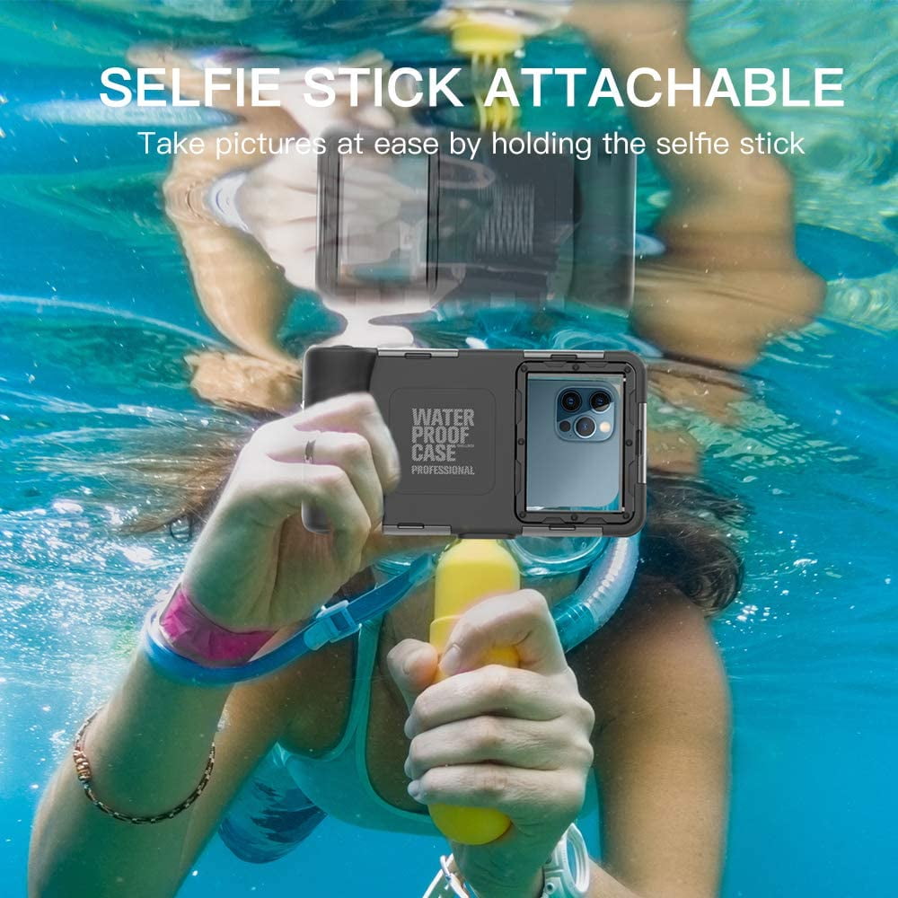 KOMI Waterproof Underwater Snorkeling Phone Case for iPhone 14/13/12/11 Pro Max Mini Xr/X/Xs/Samsung Galaxy Note10/9/8/S10/9/8 Ultra Plus Professional (Second Diving case, Black)