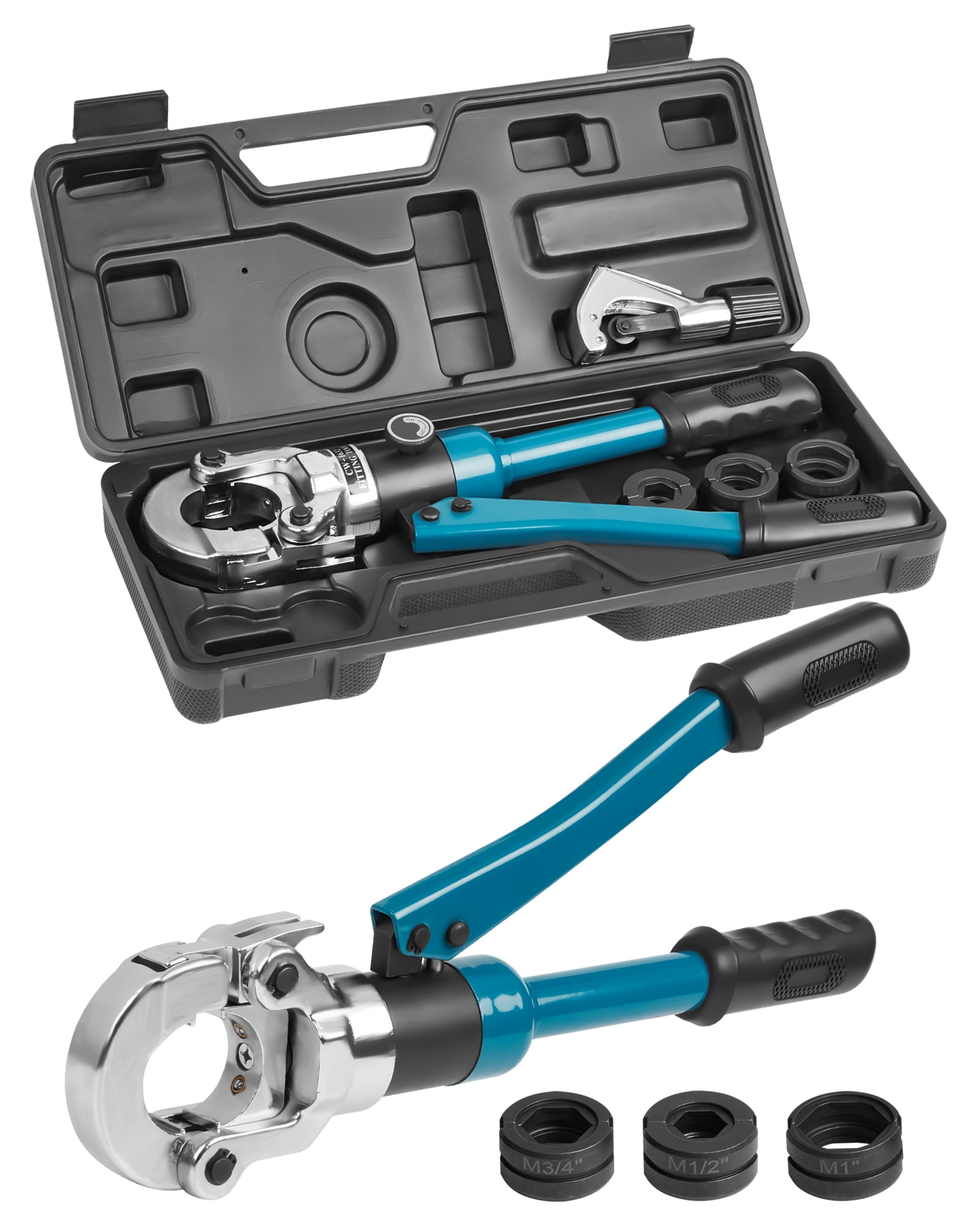 Copper Tube Fittings Crimper, Hydraulic Crimping Tool with 1/2'', 3/4