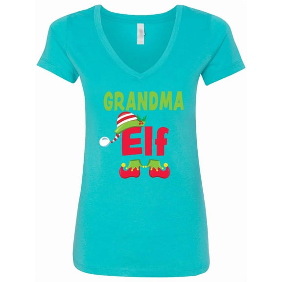 Inktastic Christmas Grandma Elf Women's V-Neck T-Shirt
