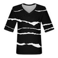 thumbnail image 3 of EHTMSAK Womens Golf Shirts 2024 Trendy V Neck Elbow Blouses Western Half Sleeve Fashion Lightweight Tunic Tops Black 2XL, 3 of 6