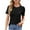 New1/Black, variant on Otvok Womens Tops New Short Sleeve Round Neck Solid Color Button Casual Fashion Blouse