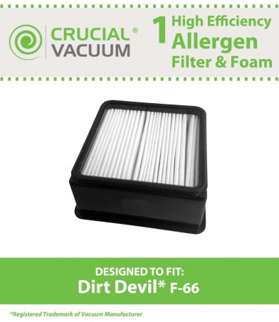 HEPA & Foam Filter for Dirt Devil Upright Series F66 F-66 304708001 1, 2 or 4x 