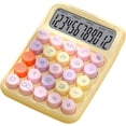 thumbnail image 1 of Calculadora básica de escritorio con 4 funciones, doble potencia, botones grandes, pantalla LCD de 12 dígitos, sin batería (amarilla), 1 of 4