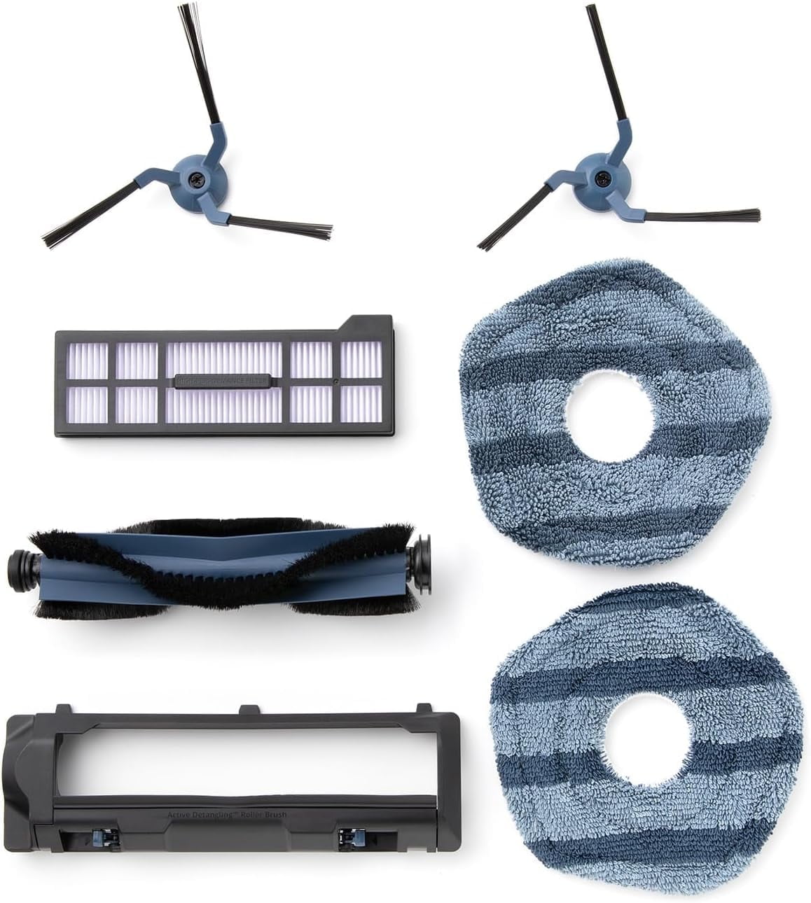 Replacement Parts Kit for eufy X10 Pro Omni Robot Vacuum, Roller Brush with Bristles and Rubber, Brush Guard, 2 Side Brushes, Washable Filter, and 2 Mop Cloths