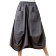 thumbnail image 2 of BRGZLK Linen Skirts for Women Summer Trendy Novelty Elastic Waist Solid Color Loose Plus Size Baggy Lantern Skirt with Pocket Dark Gray Free Size, 2 of 6
