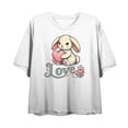 thumbnail image 5 of Bunny Love Women's White Crew Neck Short Sleeve Crop Tee-Large, 5 of 7