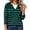 Green, variant on Plus Size Sweaters Women Striped Lightweight Knit Tops Faux Layered Button Casual Fall Long Sleeve Pullover White 5XL