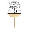 15th Birthday / Anniversary Novelty Burlap Cupcake Decoration Picks -12pack