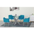 thumbnail image 2 of Milan Denise Dining Set w/ Round Glass Top Table & Turquoise Blue Swivel Chairs, 2 of 13