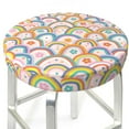 thumbnail image 3 of Xecao's Rainbow Flowers Print Stool Covers offer stylish, washable protection for PU round bar stools, perfect for home or commercial use., 3 of 7
