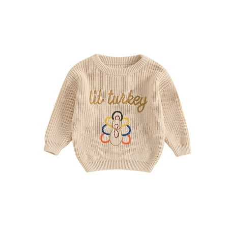 

Lesimsam Toddler Girls Boys Thanksgiving Sweater 3M 6M 9M 12M 18M 2T 3T Casual Letter Turkey Embroidery Pullover Warm Knitted Long Sleeves Knitwear Newborn Infant Clothing
