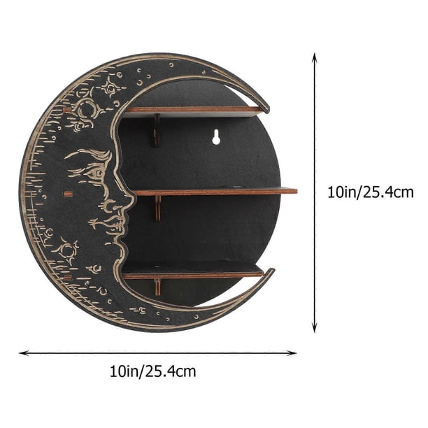 Creative Wall Ornament Moon Shape for Home Wooden Material Wall-Mounted 1Pack