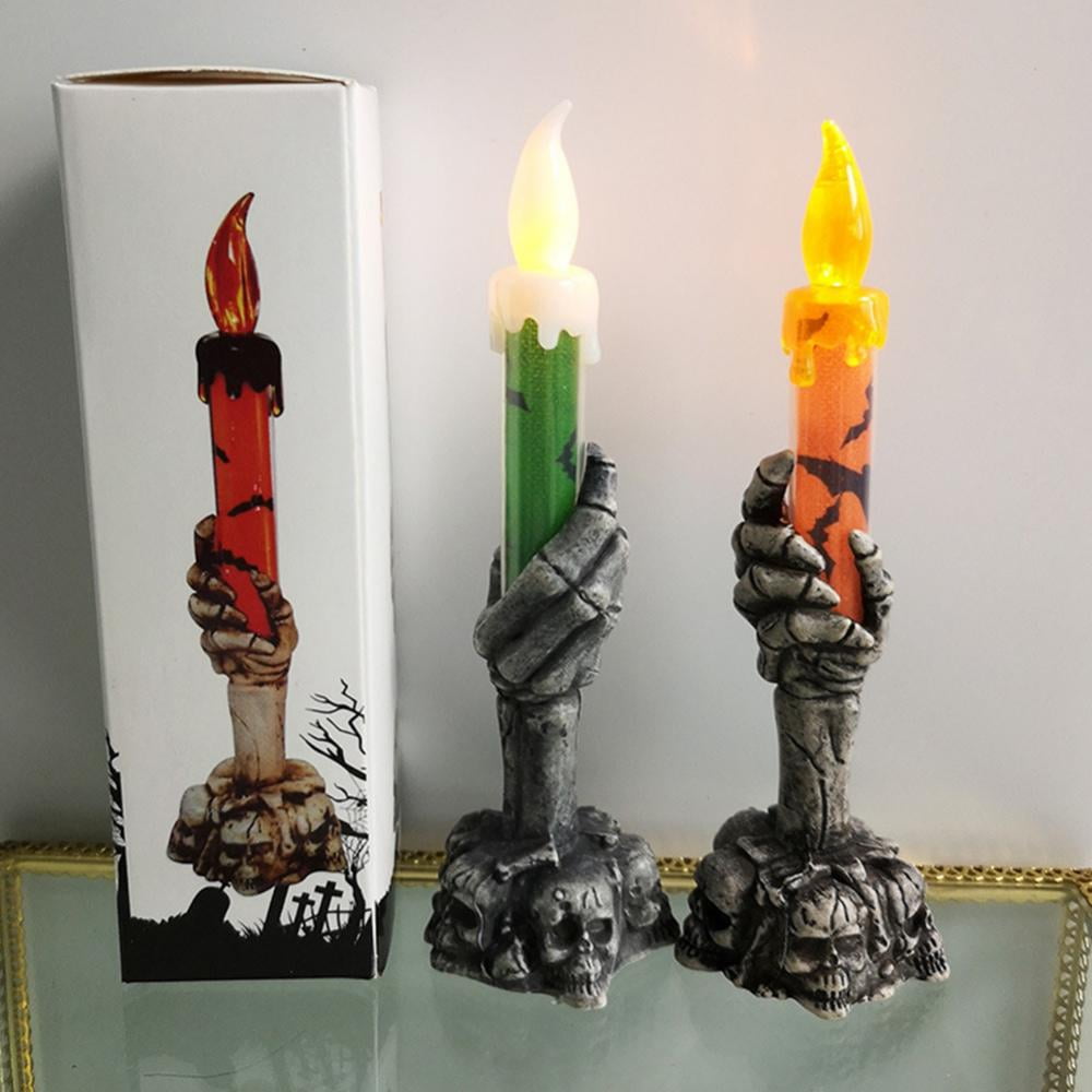 Lovely Halloween Skeletons Christmas Candle Greeting Postcard Congrats Mailing Card