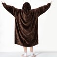 thumbnail image 5 of Sweet Home Collection Wearable Blanket Oversized Soft Microplush Hood, Sleeves, Pouch Pocket Brown, 5 of 8