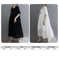 thumbnail image 2 of Vestido de encaje floral para mujer Vestido elegante de manga corta con cuello en O Eccomum Blanco, 2 of 7