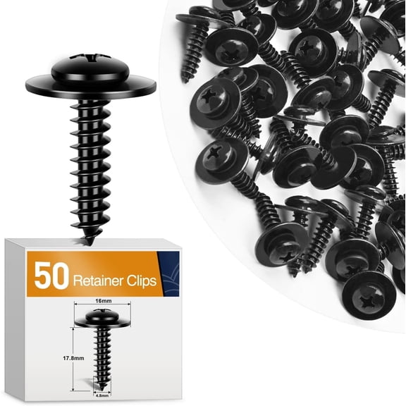 GOOACC 50Pcs Splash Shield General Purpose Phillips Truss Head Sems Screw for Honda Acura BMW Fender Liner Bumper Cover Screws 90114-SE0-000 90114-SZ3-000 M4.8-1.61x19mm