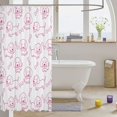 thumbnail image 3 of Manfei Kawaii Dachshund Shower Curtain 72Wx72L, Simple Bone Print Bathroom Curtain, White Magenta, 3 of 5