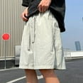 thumbnail image 4 of USNSM (S-5XL) Big and Tall Mens Linen Shorts Flat Front Casual Elastic Waist Drawstring Summer Beach Vacation Shorts with Pocket White M, 4 of 7