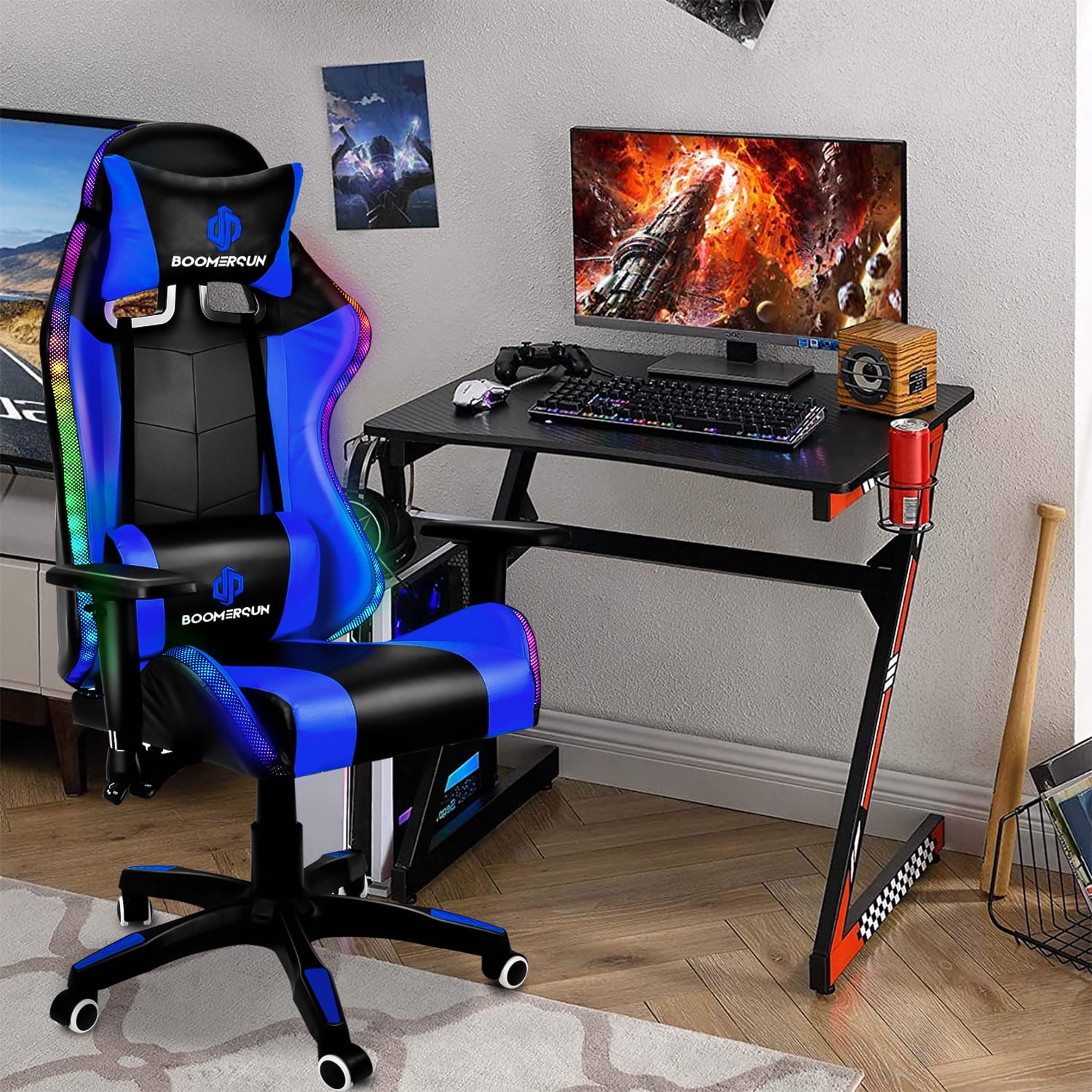 Details about   Massage Racing Video Gaming Chair Office Chair Adjustable Swivel Computer Desk 