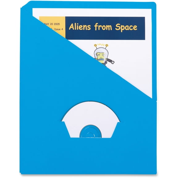 "Slash Pocket Project Folders, 3-Hole Punched, Straight Tab, Letter Size, Blue, 25/pack | Bundle of 5 Packs"