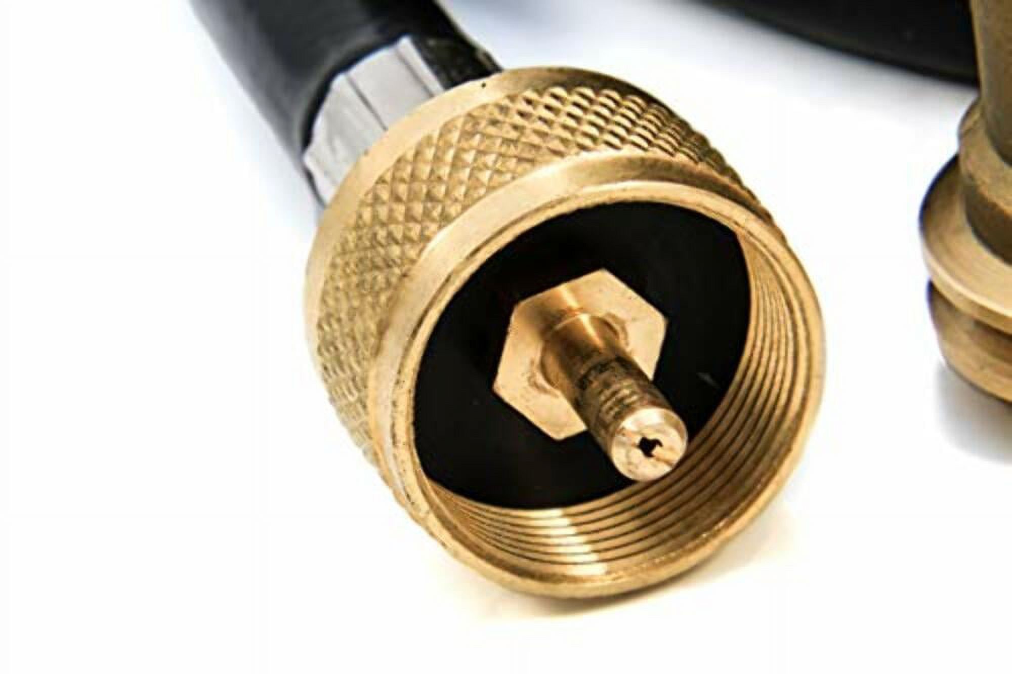 Camco Camper/RV Propane 3-Port Brass Tee with 12-Ft Propane Hose | Includes a Female POL, Excess Flow Soft Nose POL & 1"-20 Male Throwaway Cylinder Thread (59103) - image 5 of 10