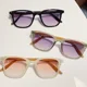 thumbnail image 2 of Gafas de sol de diseño moderno para hombre y mujer, gafas retro resistentes a los rayos UV con degradado, gafas de sol de resina de color claro con marco blanco UV400, 2 of 5