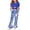 Blue, variant on NAISIBABY Girls Clothes Set, Bubble Sleeve Crop Top & Flare Leg Pants 2-Piece Kids Fashion Outfits Hot Pink 7T